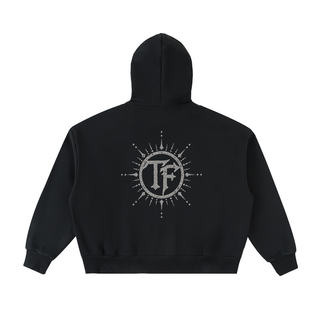 Fleeced Full-Zip Boxy Hoodie