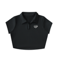 V-Neck Lapel Crop Top