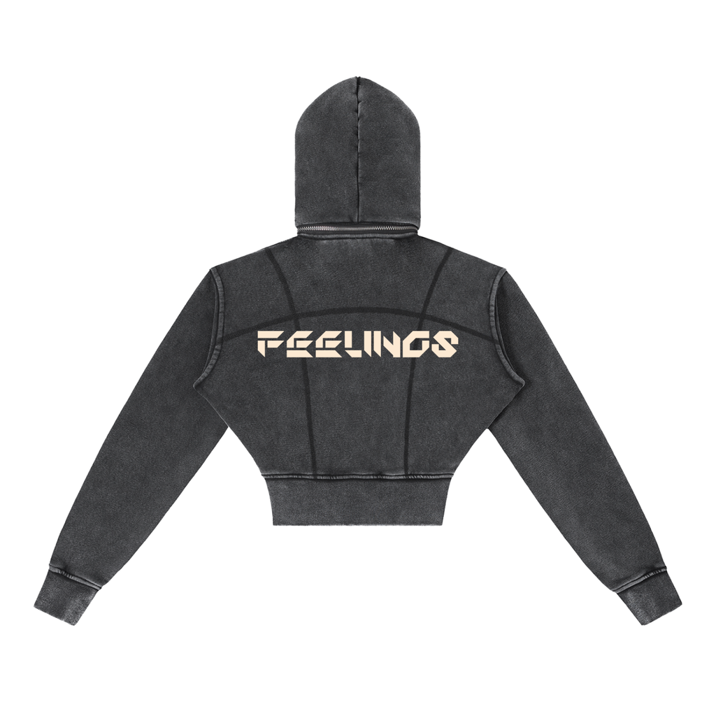 Vintage Washed Cropped Fleece Hoodie