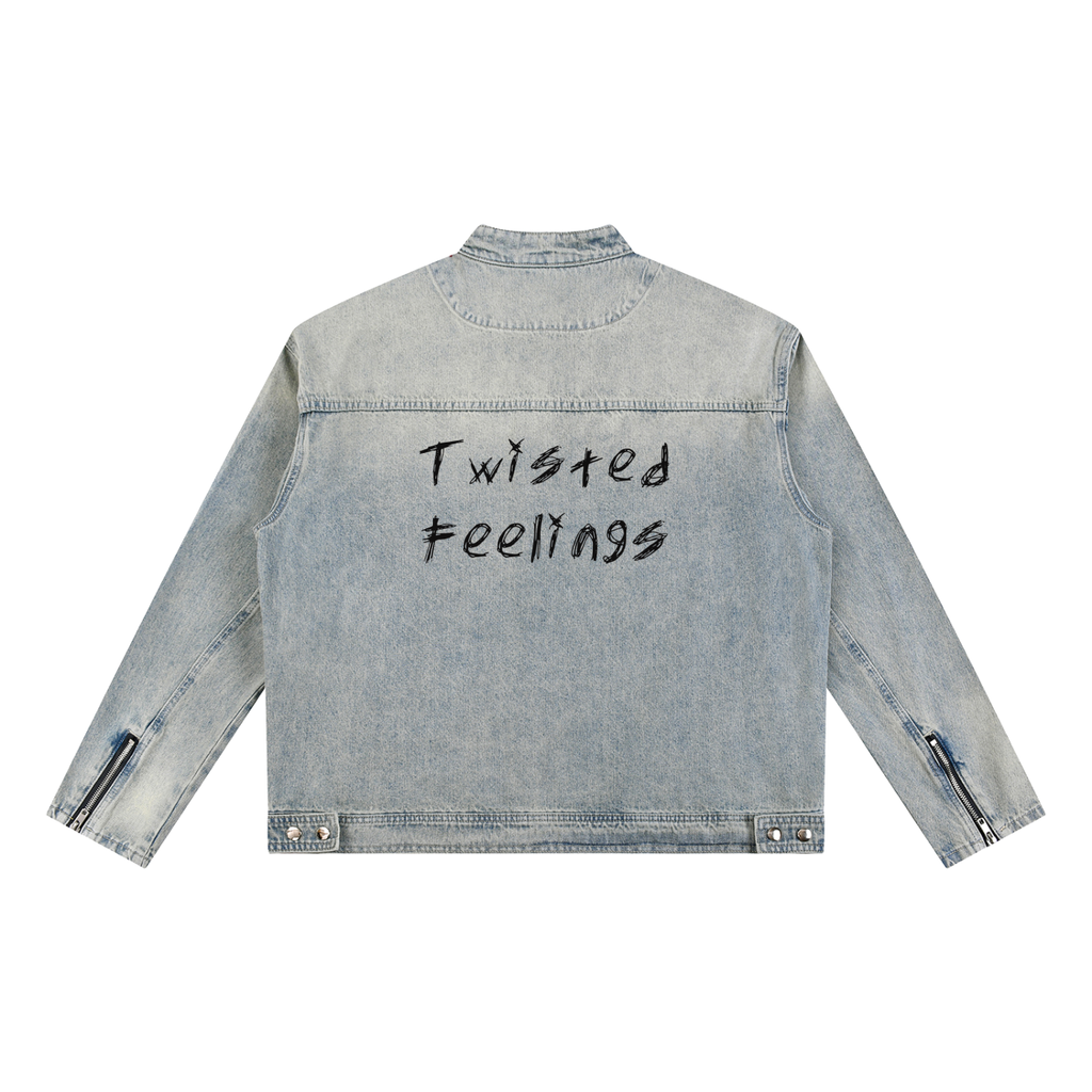 Vintage Wash Zip Denim Jacket