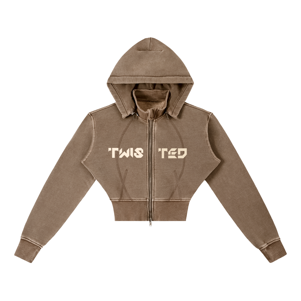 Vintage Washed Cropped Fleece Hoodie
