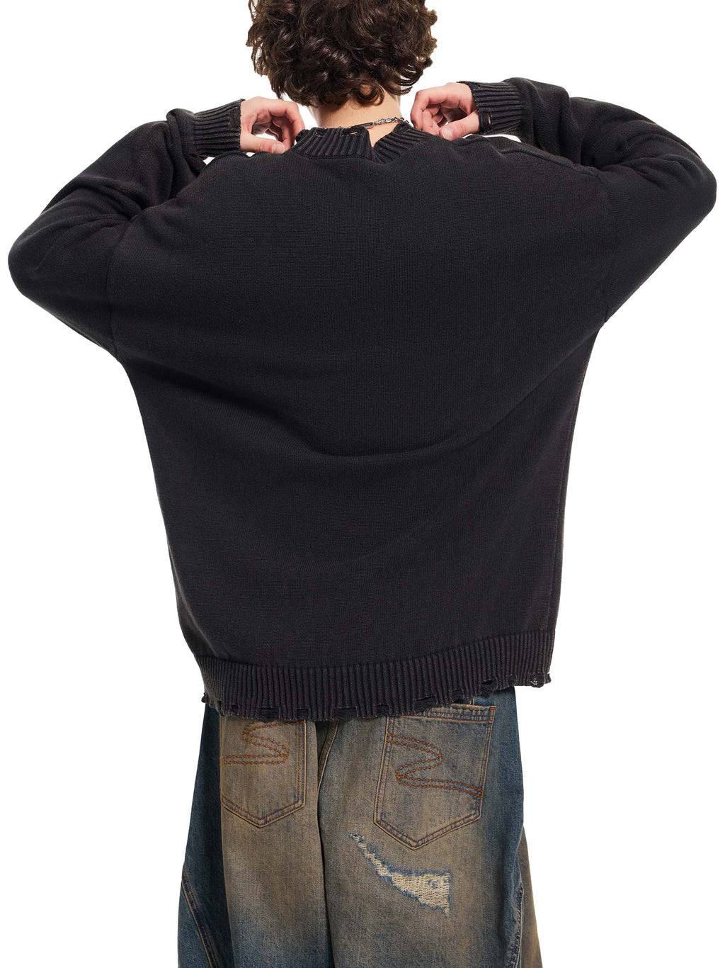 Vintage Washed Hand-Frayed Sweater